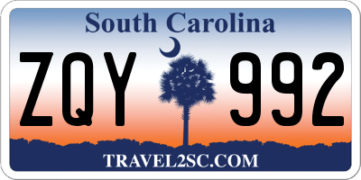 SC license plate ZQY992