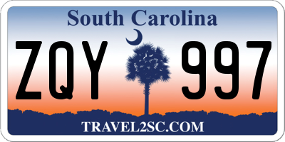 SC license plate ZQY997