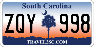 SC license plate ZQY998