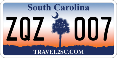 SC license plate ZQZ007