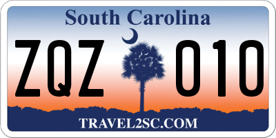 SC license plate ZQZ010