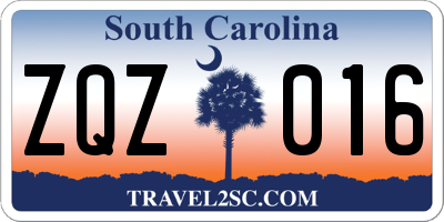 SC license plate ZQZ016