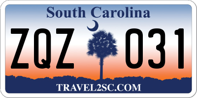 SC license plate ZQZ031