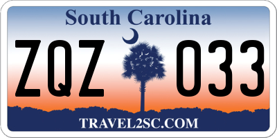 SC license plate ZQZ033