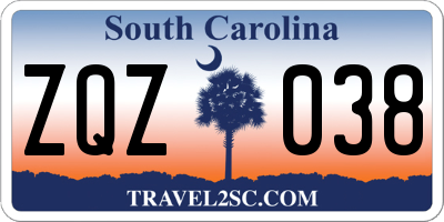 SC license plate ZQZ038