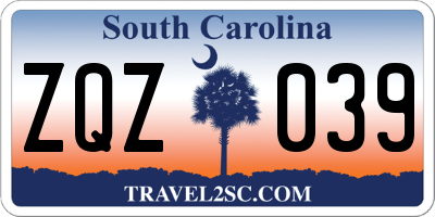 SC license plate ZQZ039