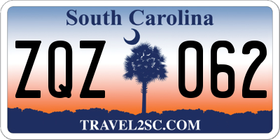 SC license plate ZQZ062