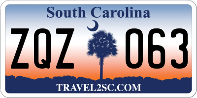 SC license plate ZQZ063