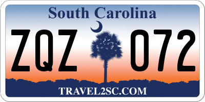 SC license plate ZQZ072