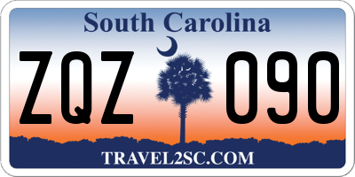 SC license plate ZQZ090