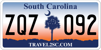 SC license plate ZQZ092