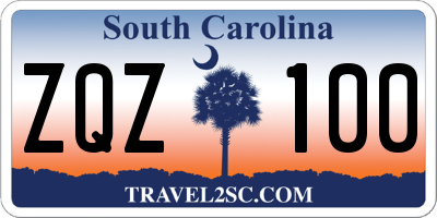 SC license plate ZQZ100