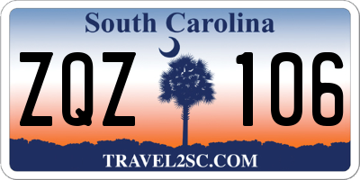 SC license plate ZQZ106