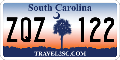 SC license plate ZQZ122