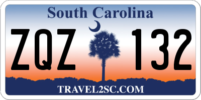 SC license plate ZQZ132