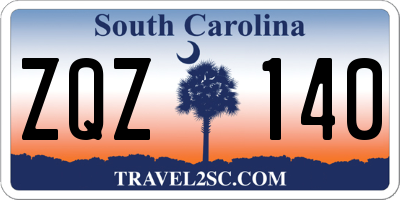 SC license plate ZQZ140