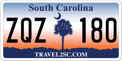 SC license plate ZQZ180