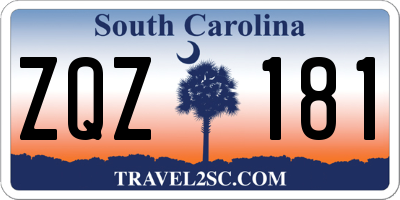 SC license plate ZQZ181