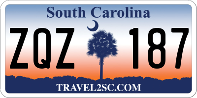 SC license plate ZQZ187