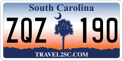 SC license plate ZQZ190