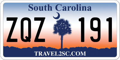 SC license plate ZQZ191