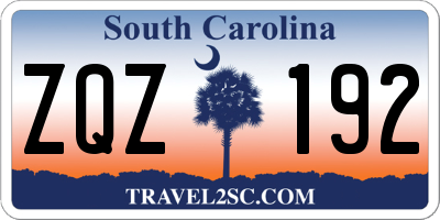 SC license plate ZQZ192