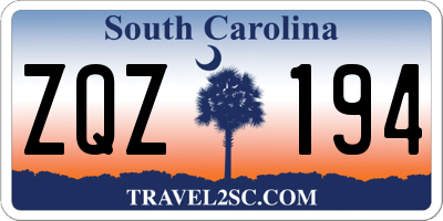 SC license plate ZQZ194