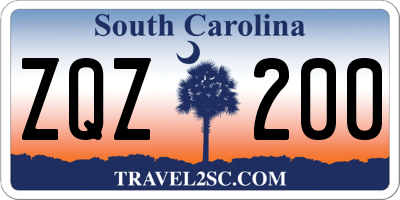 SC license plate ZQZ200