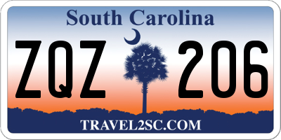 SC license plate ZQZ206