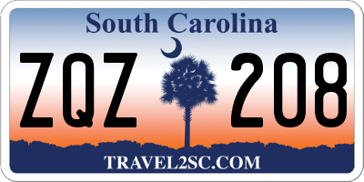 SC license plate ZQZ208
