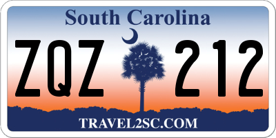 SC license plate ZQZ212