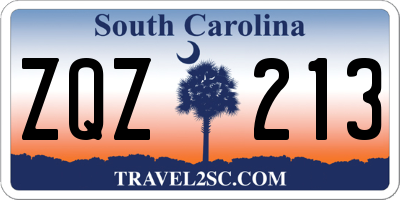SC license plate ZQZ213
