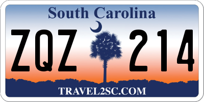SC license plate ZQZ214