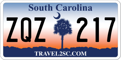 SC license plate ZQZ217