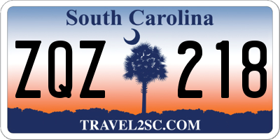 SC license plate ZQZ218
