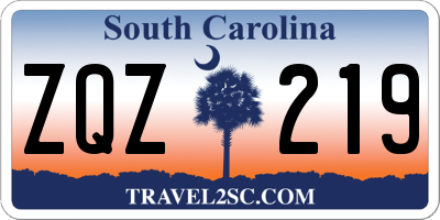 SC license plate ZQZ219