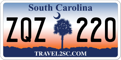 SC license plate ZQZ220