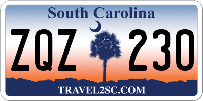 SC license plate ZQZ230