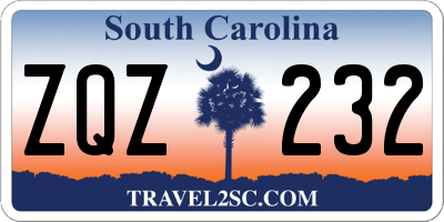 SC license plate ZQZ232