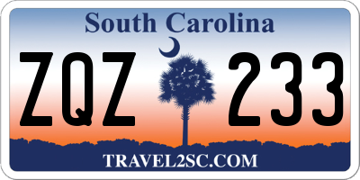 SC license plate ZQZ233