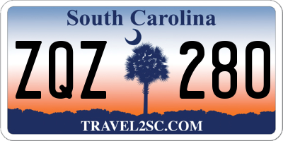 SC license plate ZQZ280