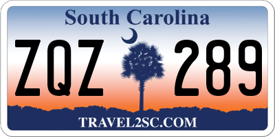 SC license plate ZQZ289