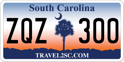 SC license plate ZQZ300