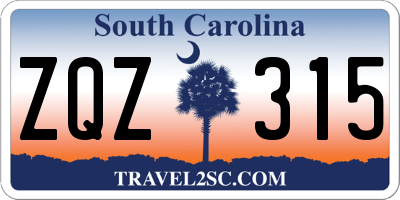 SC license plate ZQZ315