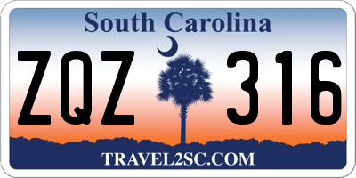 SC license plate ZQZ316