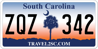 SC license plate ZQZ342