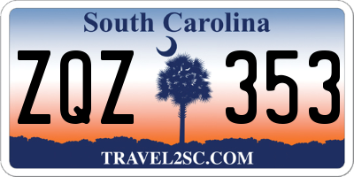 SC license plate ZQZ353