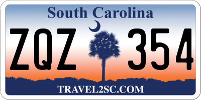 SC license plate ZQZ354