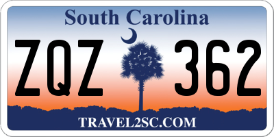 SC license plate ZQZ362