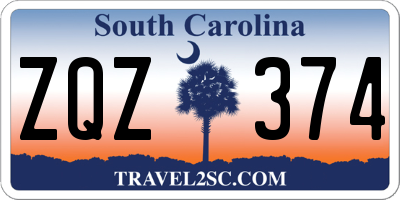 SC license plate ZQZ374